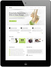 Modern tablet displaying a clean, responsive website design with nature imagery.